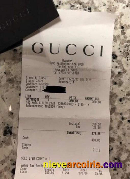 Gucci brand store receipt